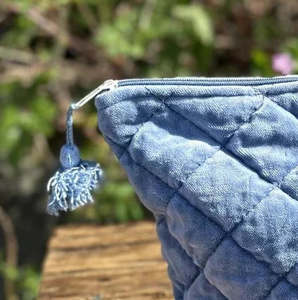 Quiltet glidelåspose i Moonlight blue