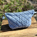 Quiltet glidelåspose i Moonlight blue