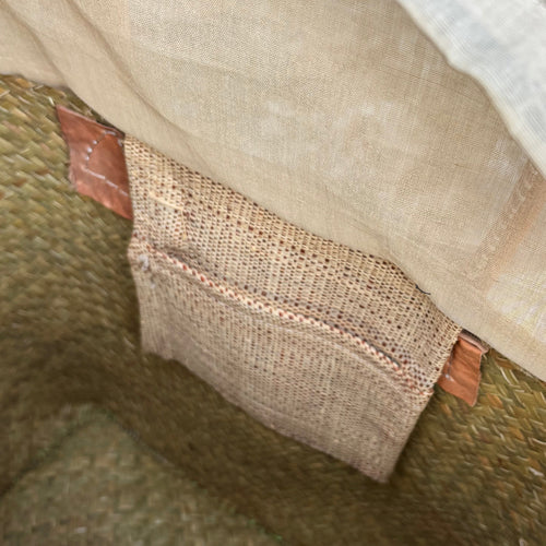 Bastkurv med skinnhåndtak beige